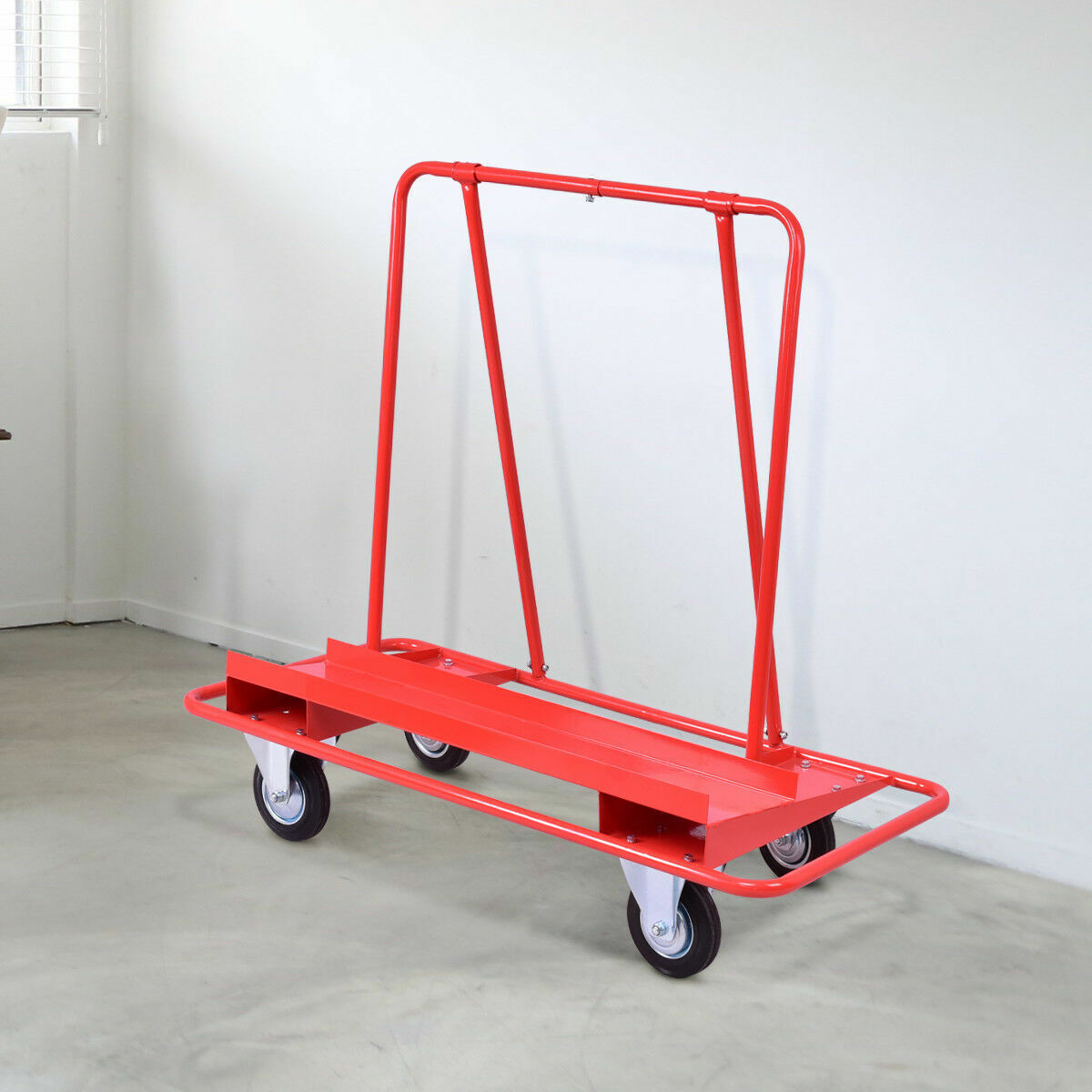 Great Choice Products Drywall Cart Dolly Heavy Duty Handling Sheetrock Sheet Panel Service Cart Red
