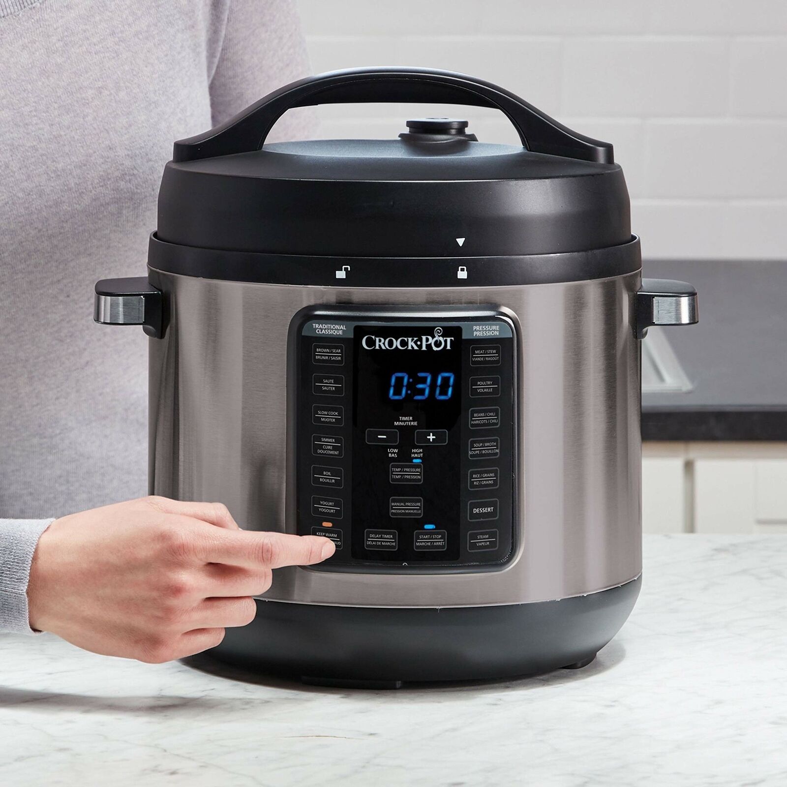 GCP Products 8-Quart Multi-Use Xl Express Crock Programmable Slow Cooker And Pre...