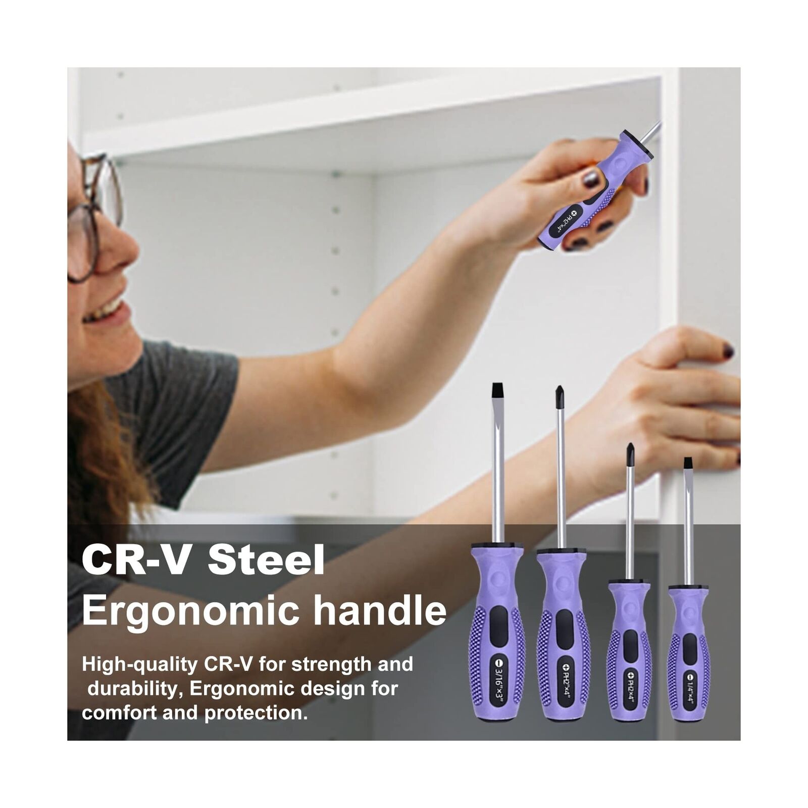 GCP Products Purple Tool Set, 223-Piece Tool Sets For Women,Tool Kit With 13-Inch Wi...