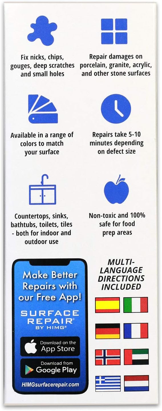 HIMG Surface Repair LCA(TM) Clear, Light Cure Acrylic DIY Surface Repair Kit for Granite, Marble and Porcelain