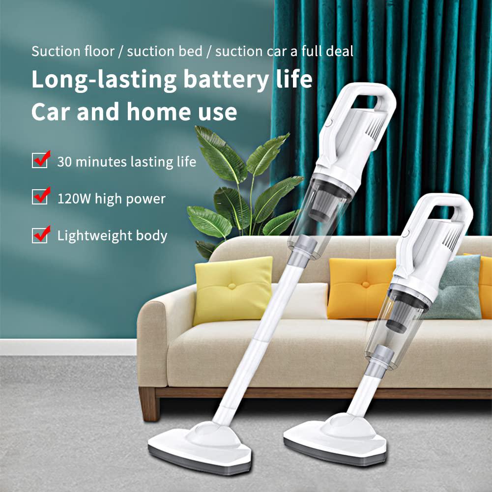 tocave cordless stick vacuum cleaner, lightweight powerful suction handheld vacuum for hard floor carpet pet hair, white (st-