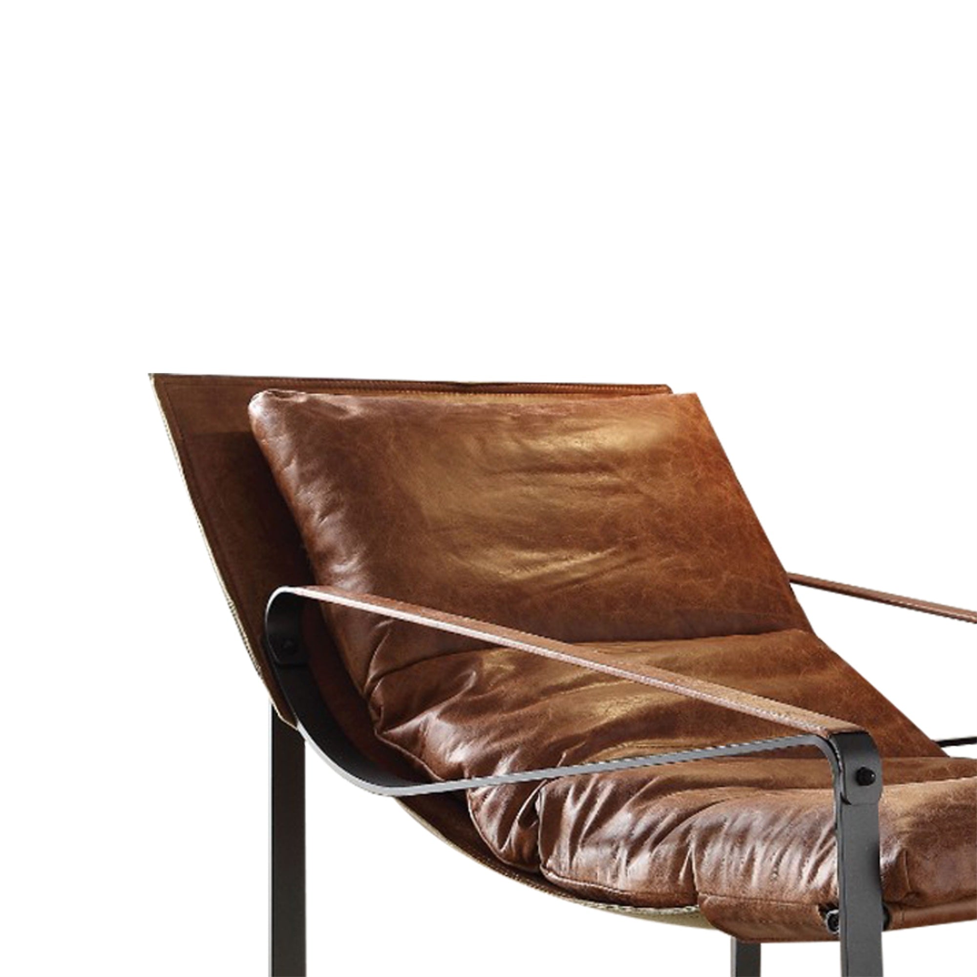 Benzara Metal &a; Leather Accent Lounge Chair, Cocoa Brown