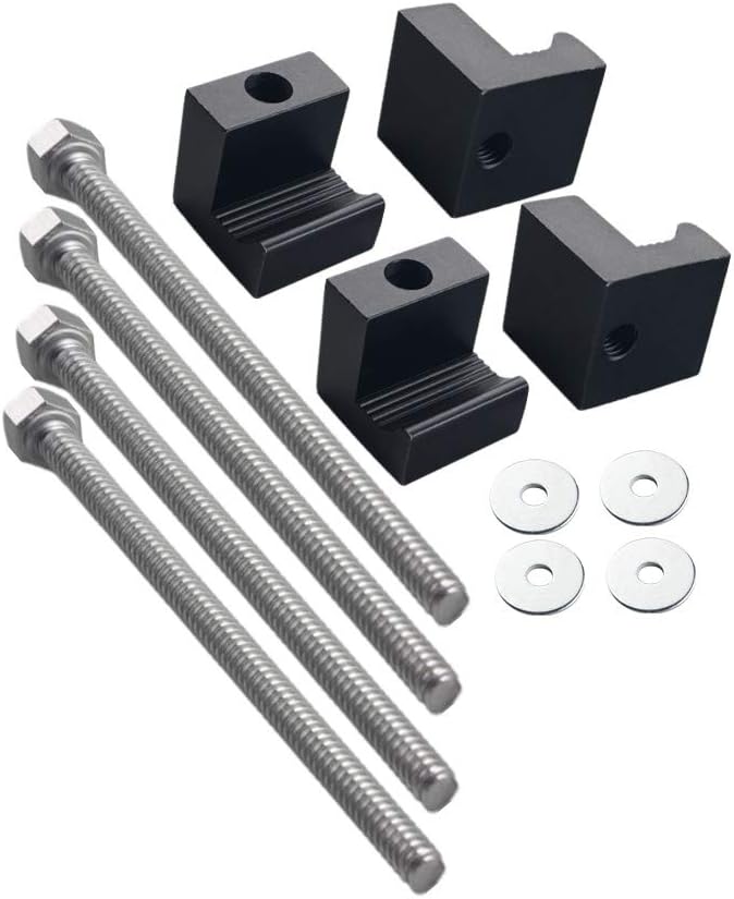 JGR Pickup Truck Tool Box Tie Downs Aluminum J Hook Crossover 4 Pack, Black