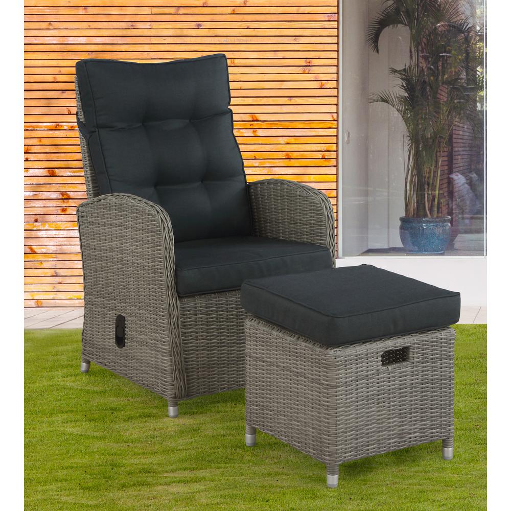 Bolton Furniture Monaco All-Weather Wicker Outdoor Recliner and Ottoman