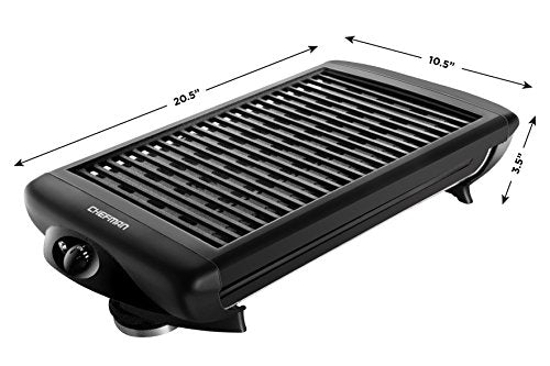 Chefman Electric Smokeless Indoor w/Non-Stick Cooking Surface &a; Adjustable Temperature Knob from Warm to Sear for Customized BBQ