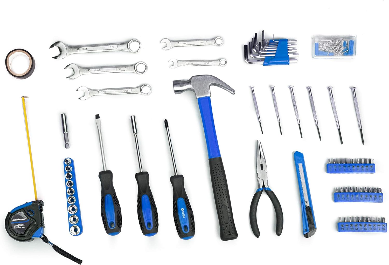Cartman 148Piece Tool Set General Household Hand Tool Kit with Plastic Toolbox Storage Case Blue