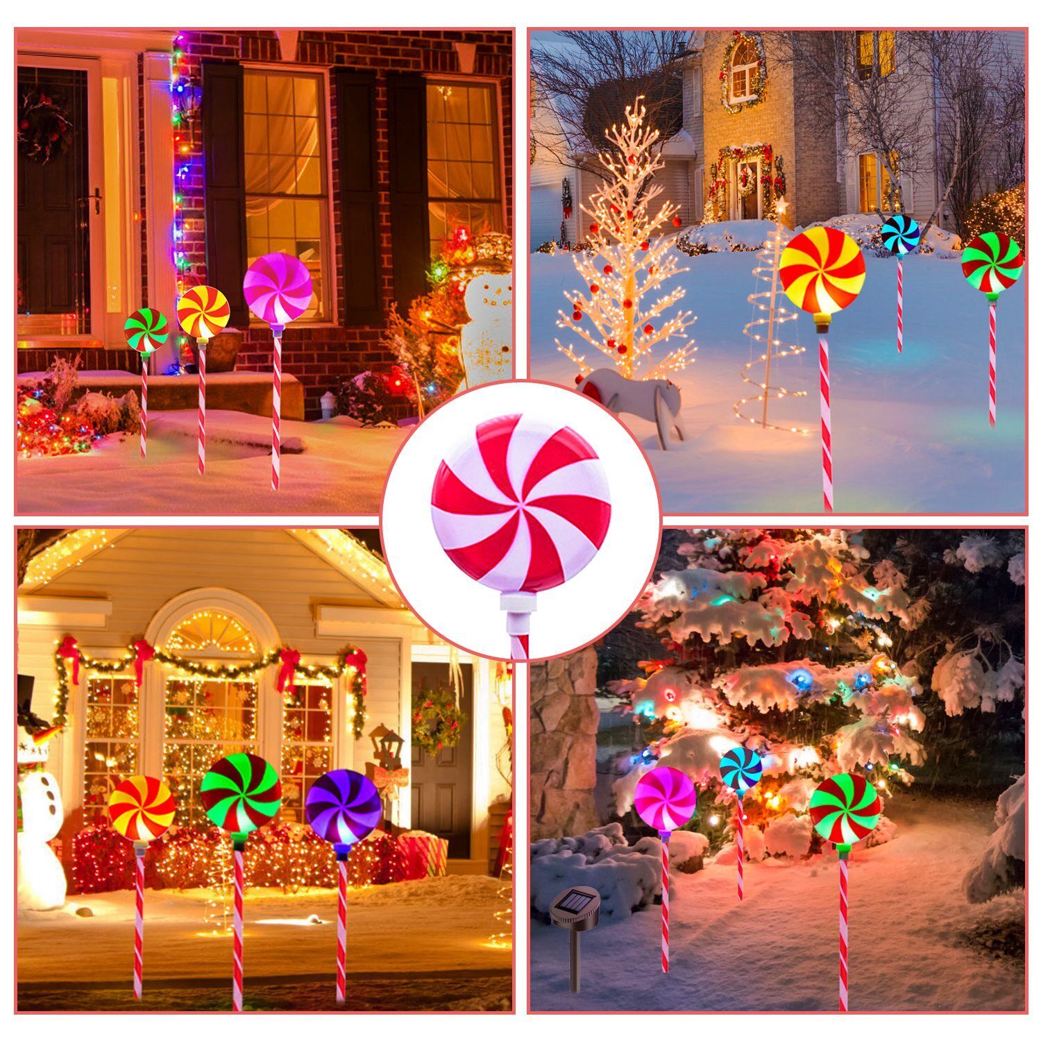 Great Choice Product 3Pcs Solar Candy Light Christmas Solar Lollipops Stake Lamp Xmas Lamp Waterproof