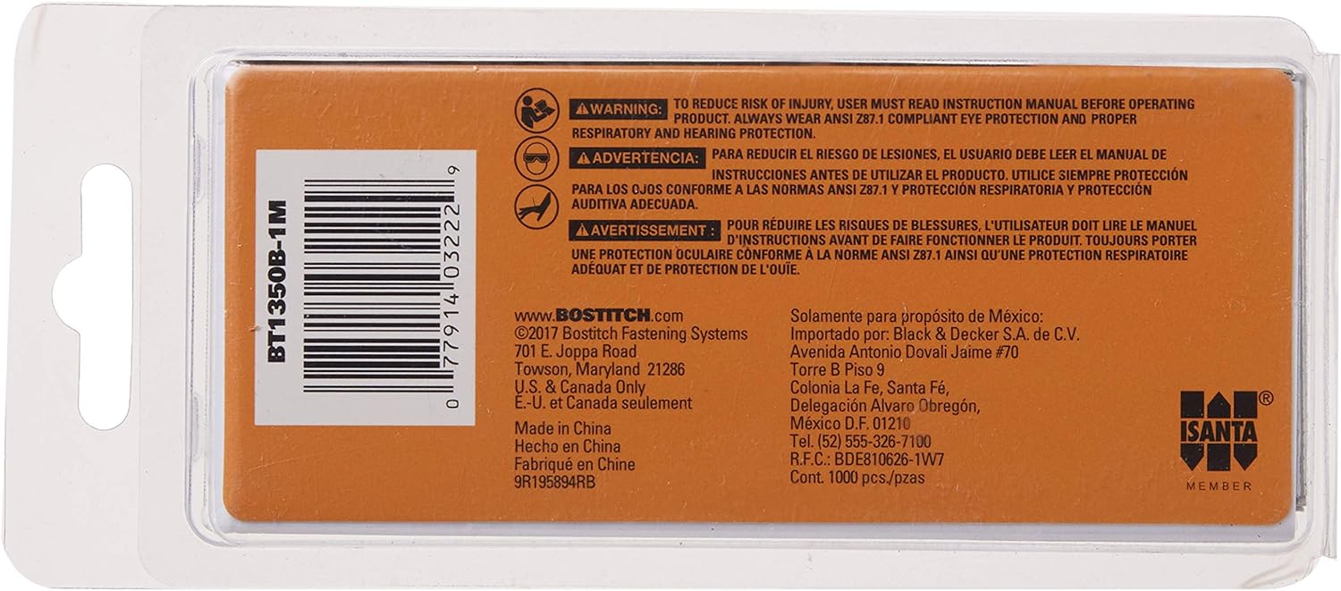 Stanley Bostitch BOSTITCH 18 Gauge Brad Nails, 2-Inch, Coated, 1000 per Box (BT1350B-1M)