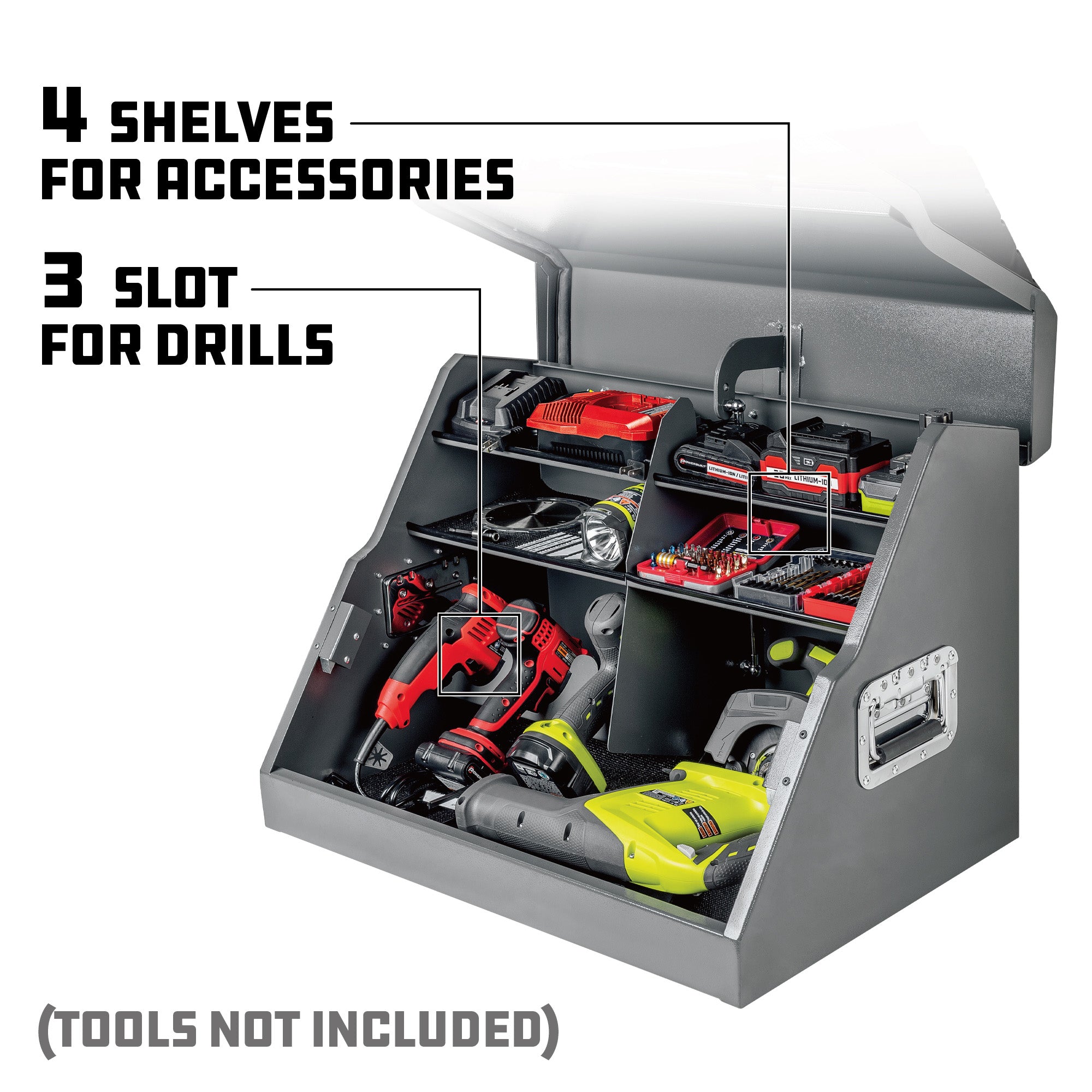 Powerbuilt 26 Inch Rapid Box Portable Slant Front Power Tool Grey Locker Box - 941805E