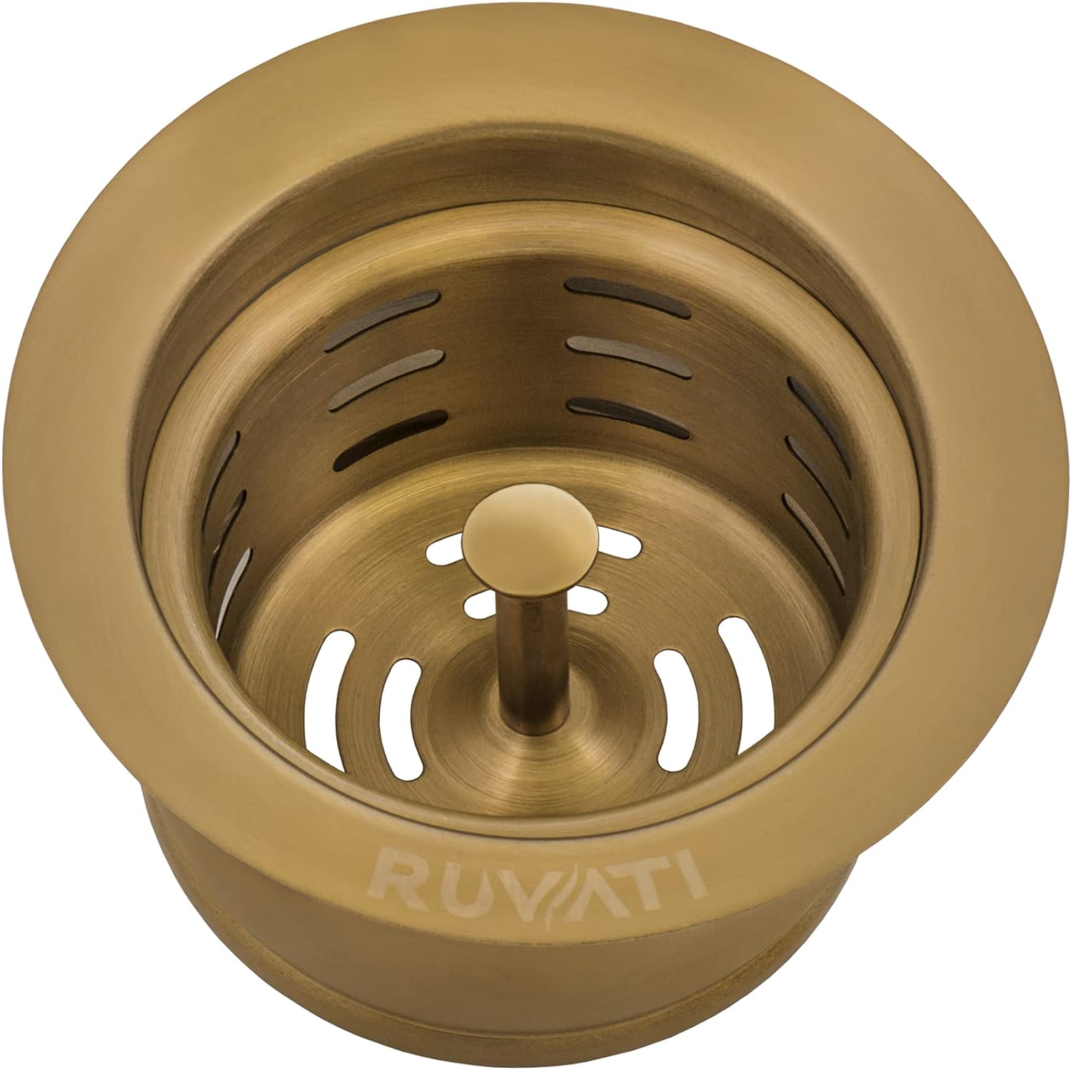 Ruvati Extended Garbage Disposal Flange with Deep Basket Strainer - Matte Gold Satin Brass - RVA1049GG