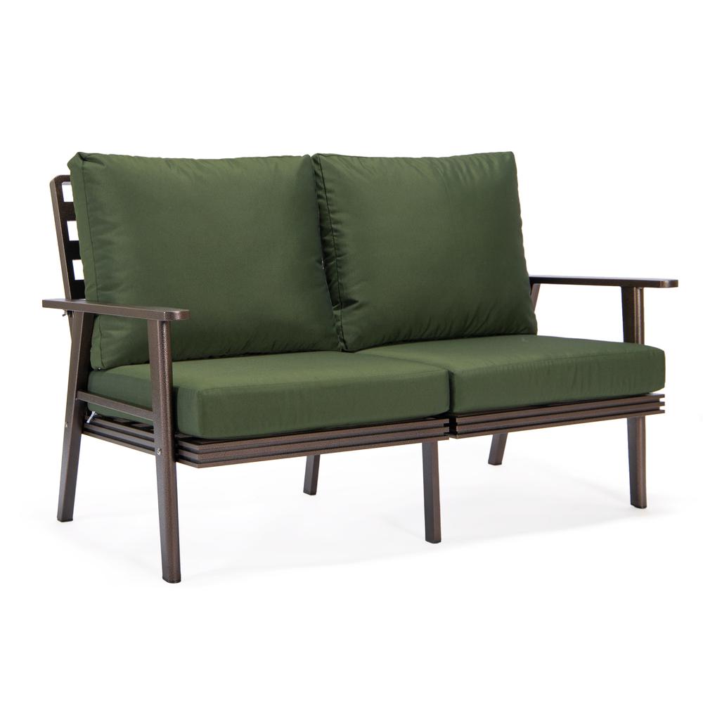 Leisuremod 3-Piece Outdoor Patio Set with Brown Aluminum Frame and Loveseat and Armchairs
