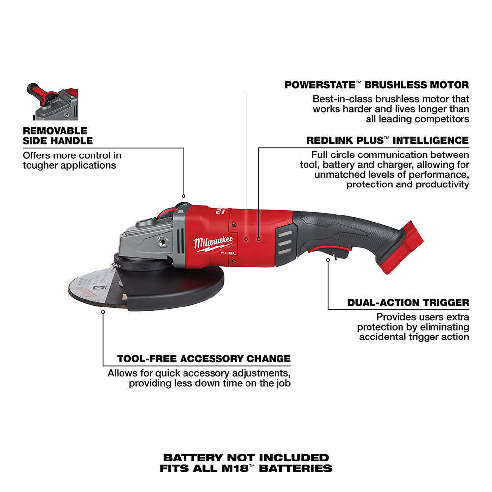 Milwaukee 2785-20 M18 FUEL 18V 7/9-Inch Large Angle Grinder - Bare Tool