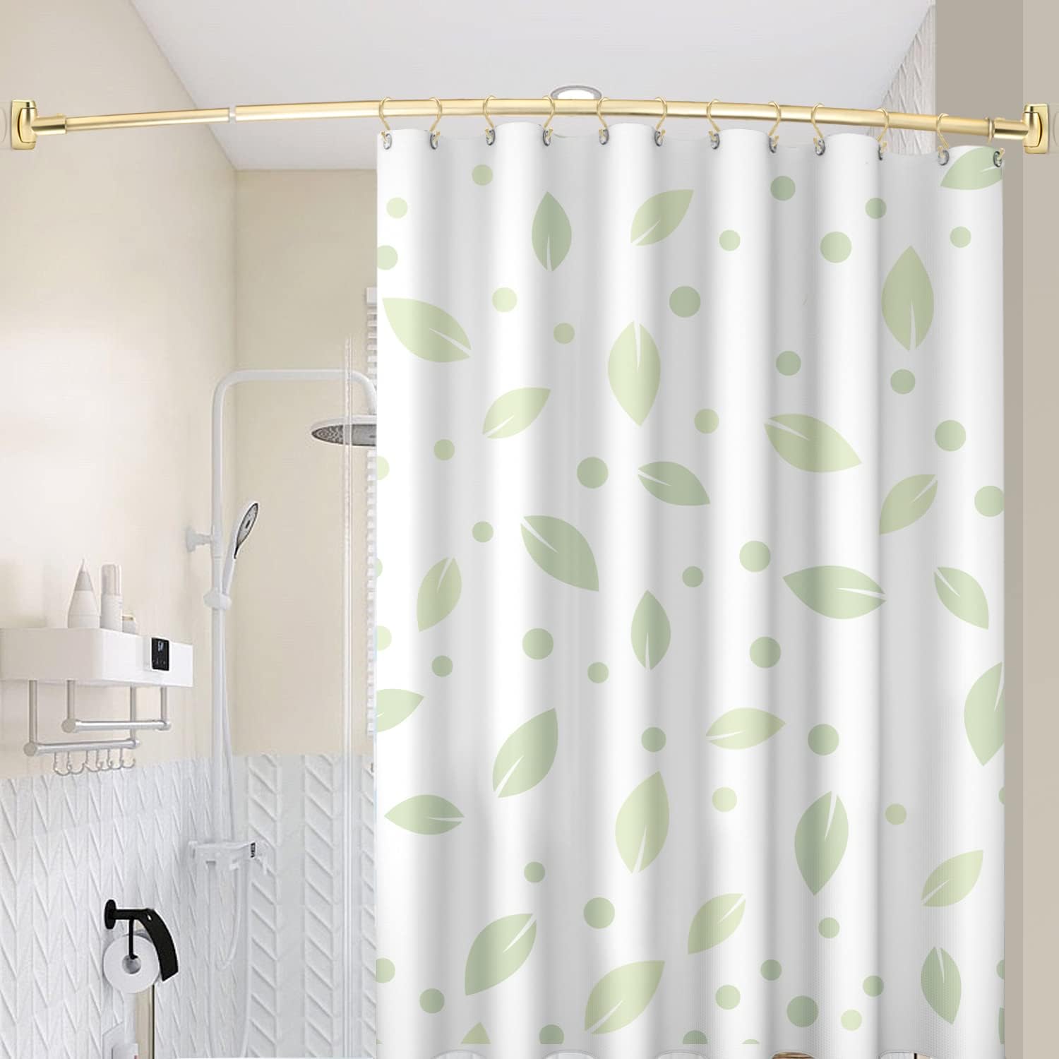 TOPROD Curved Shower Curtain Rod,  Round Shower Curtain Rod 48-72 Inches Adjustable, Rounded Bowed Stainless Steel Shower Rods for Bat