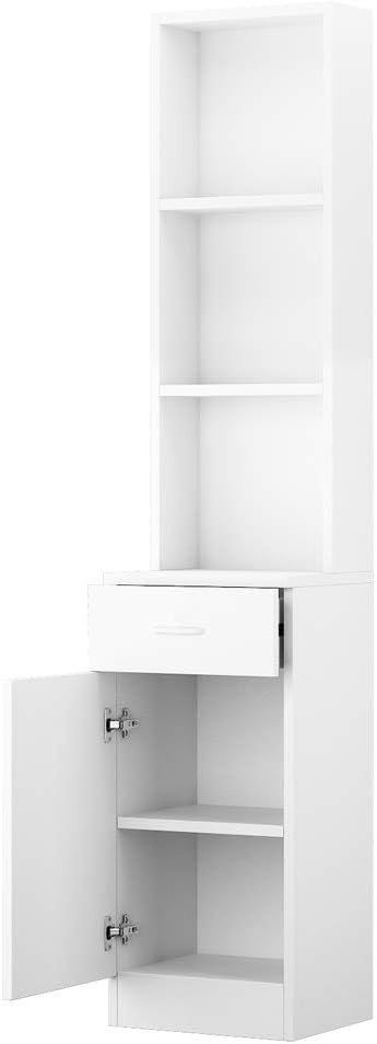 Doredo Tall Bathroom Storage Cabinet, Freestanding Linen Cabinet with 3 Tier Open Shelves and Drawer, Narrow Slim Linen Tower for Bath