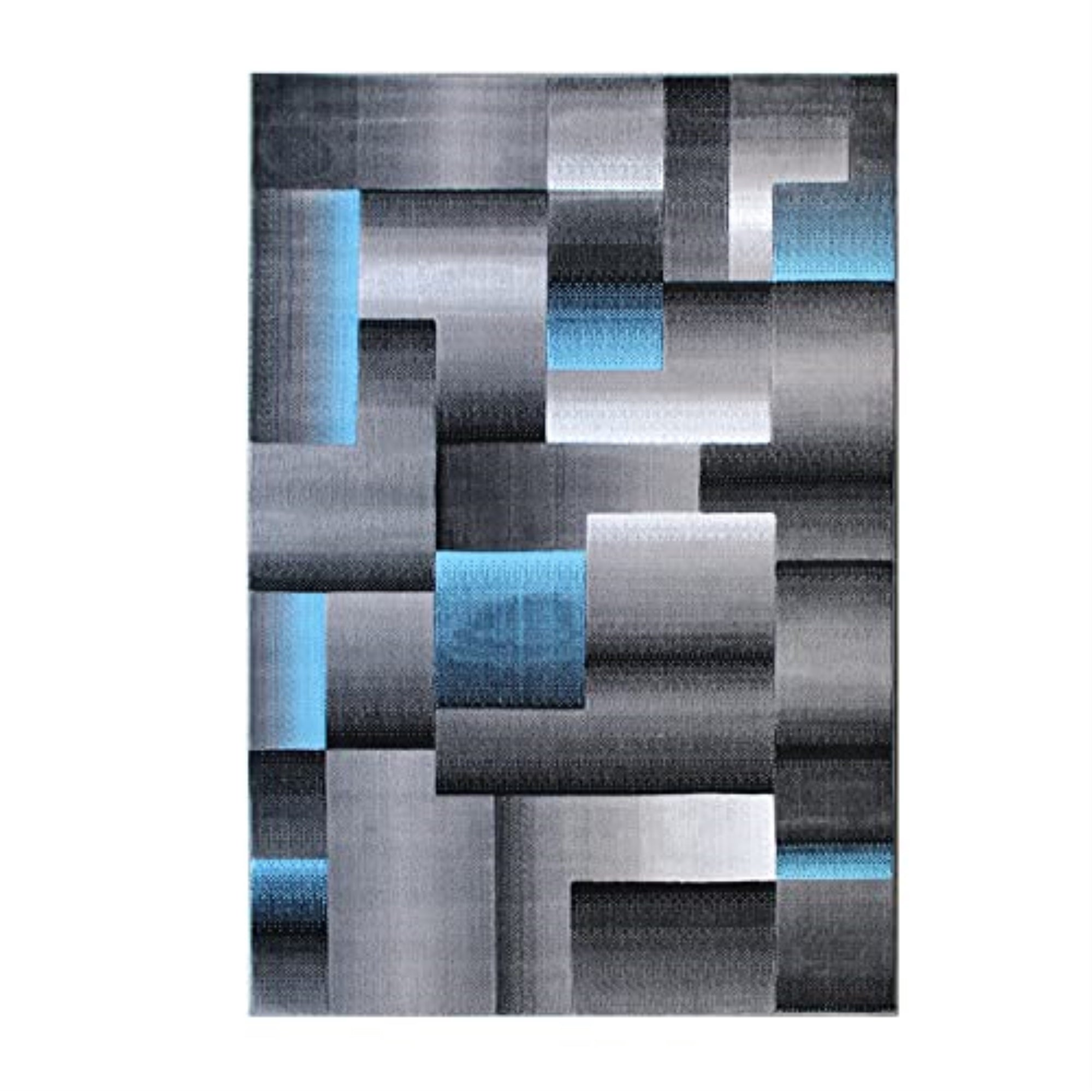 Flash Furniture Elio Collection 5&s; x 7&s; Blue Color Blocked Area Rug - Olefin Rug with Jute Backing - Entryway, Living Room, or Bedroom