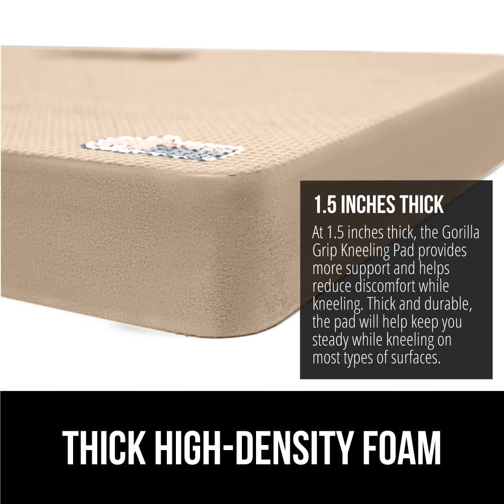 Gorilla Grip Extra Thick Kneeling Pad, Supportive Soft Foam Cushioning for Knee, Water Resistant Construction for Gardening, Bat