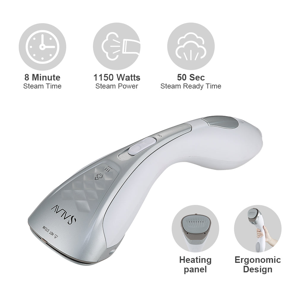 SALAV HS-100-Silver DuoPress Hand Held Steamer, All in One Steamer + Iron, Silver