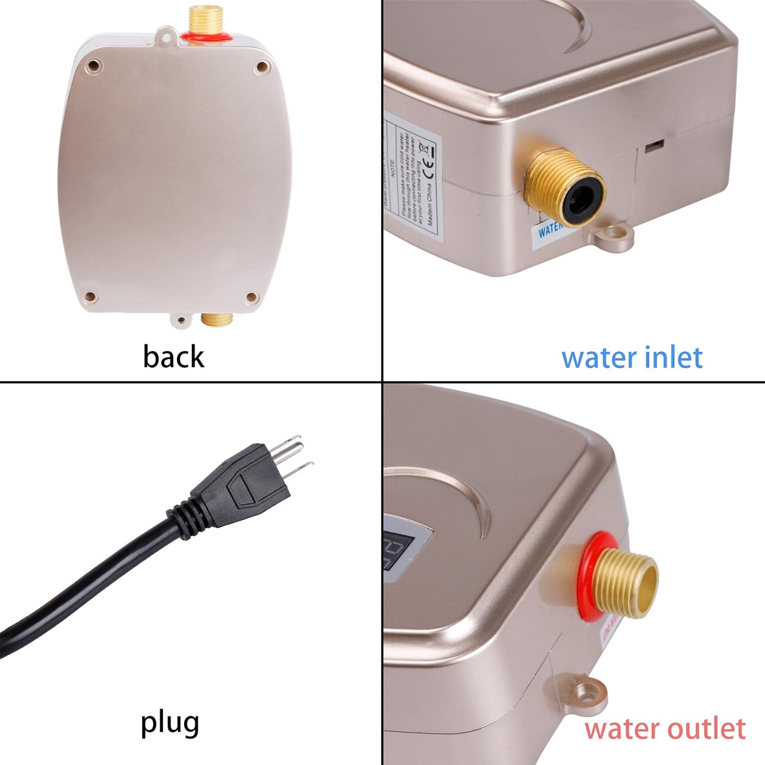 dnysysj 3000W Mini Electric Tankless Hot Water Heater Instant Hot Water Heating Machine for Kitchen Bathroom GOLD 110V