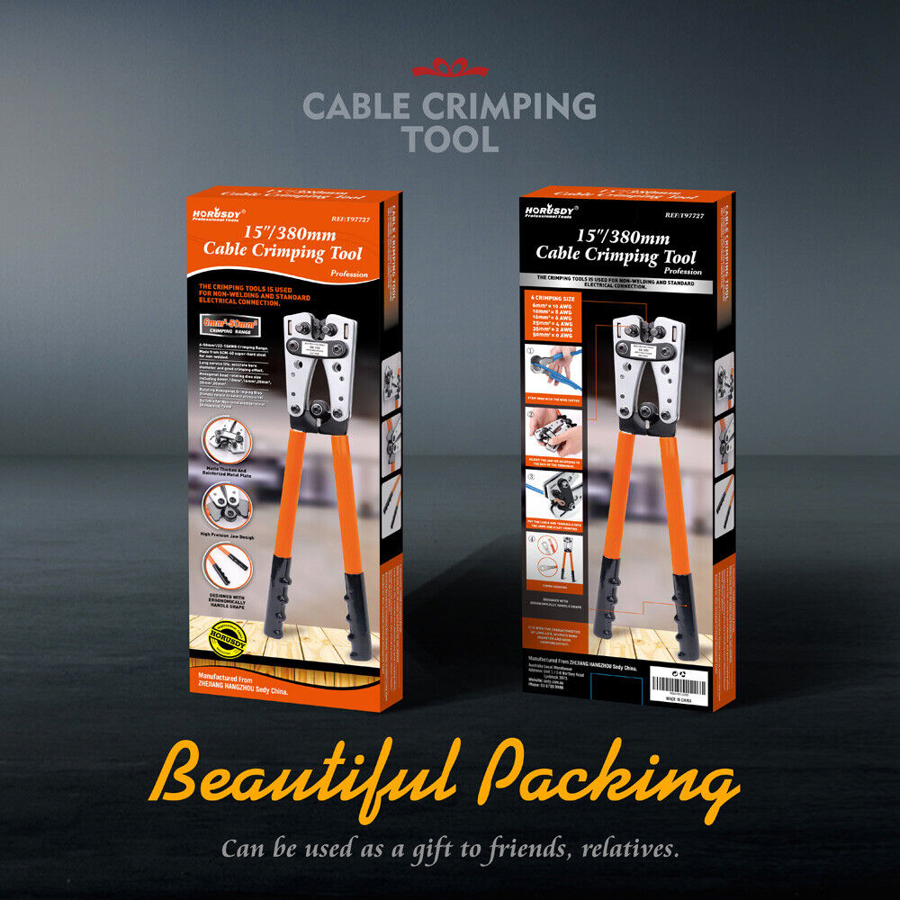 GCP Products Cable Lug Crimper Tool 6-50Mm² Wire Crimping Pliers Cutter 10,8,6,4,2,1/0 Awg