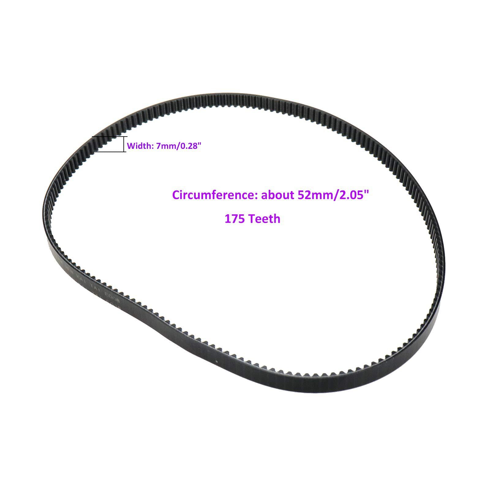 sydien 2pcs 175 teeth 7mm width timing belt cogged rubber geared belt for bread machine