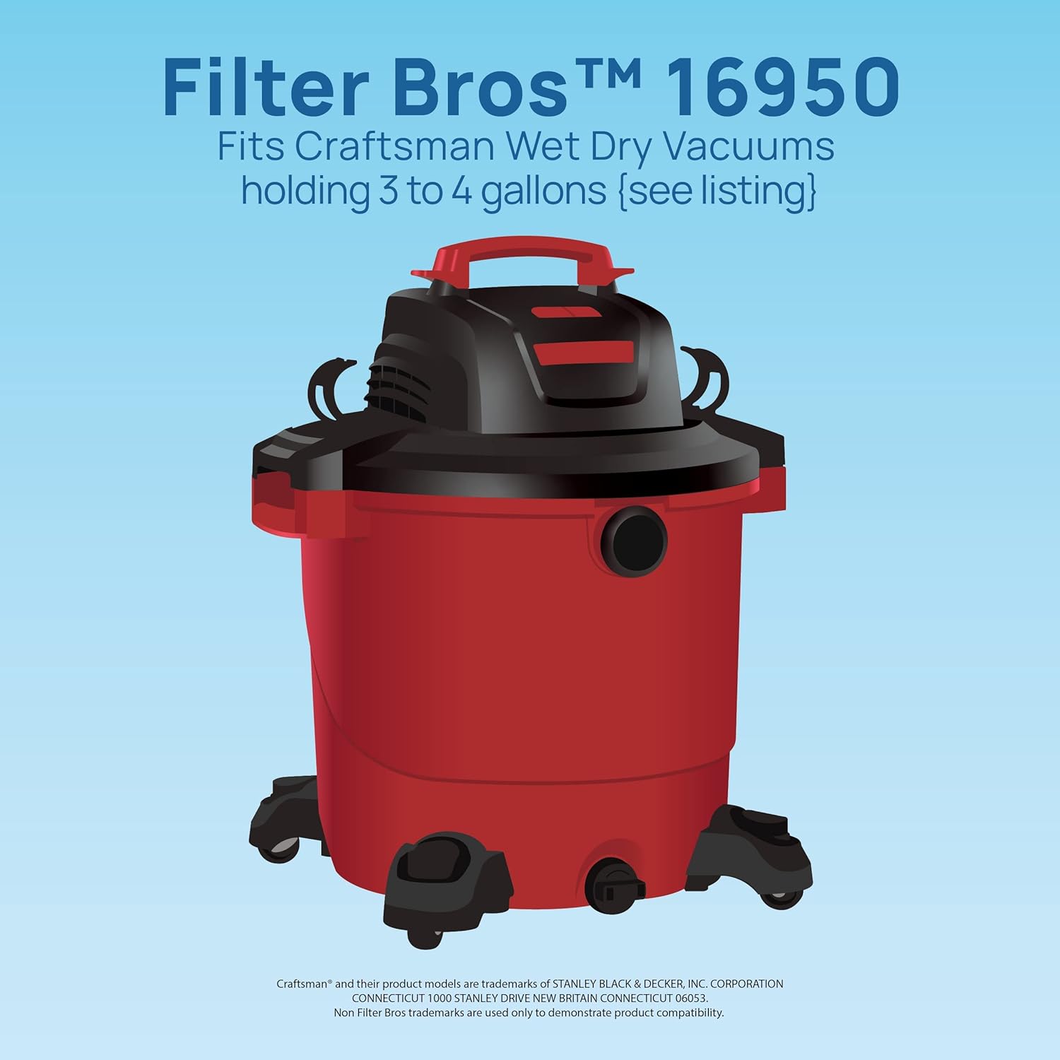 Italic Labs LC Filter Bros 16950 Compatible With Craftsman Replacement Filter Cartridge for 3 to 4 Gallon Wet/Dry Shop Vacuums For Fine Debris