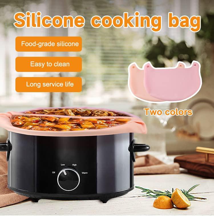 melon melo reusable crock pot liner - food grade silicone slow cooker liner for 6-8 quarts leakproof dishwasher safe cooker b