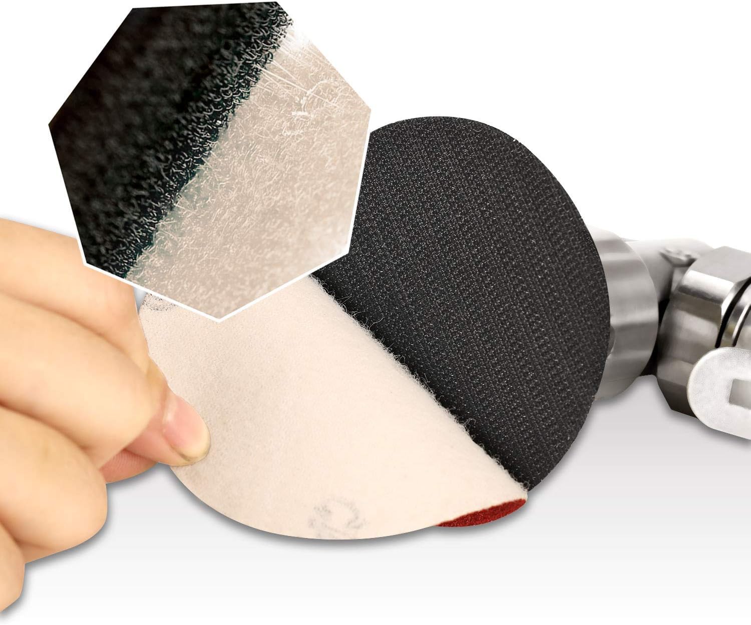 SPTA Mini Air Angle Sander Grinder Air Random Palm Sander Air Orbital Sander with M6 Backing Plate Car Polisher Sets with 36Pcs Mix