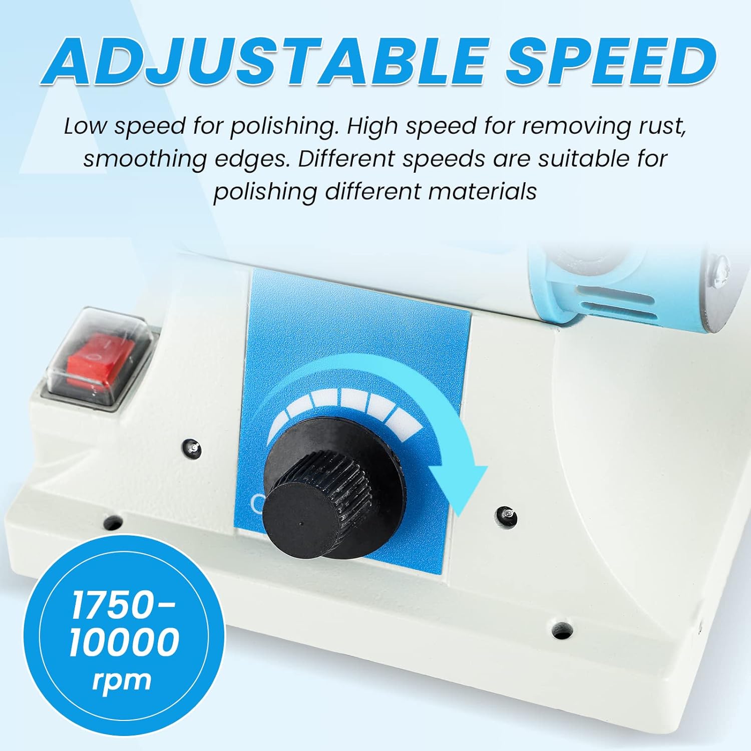 Baoshishan Bench Buffer Jewelry Polisher, Variable Speed Benchtop Polishing Buffing Machine, With 2 Cotton Polishing Wheel for Jewelry, Wo