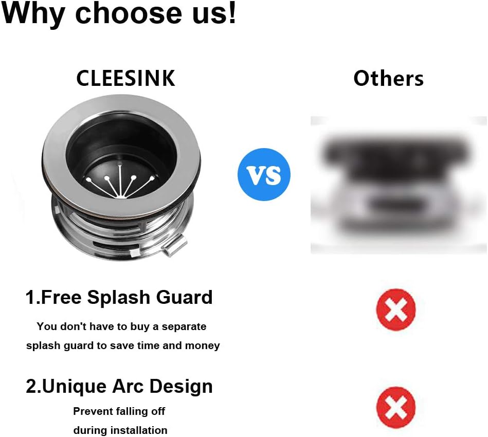 Cleesink EZ Mount Garbage Disposal Sink Flange Kit with Splash Guard for Waste King Disposer Parts