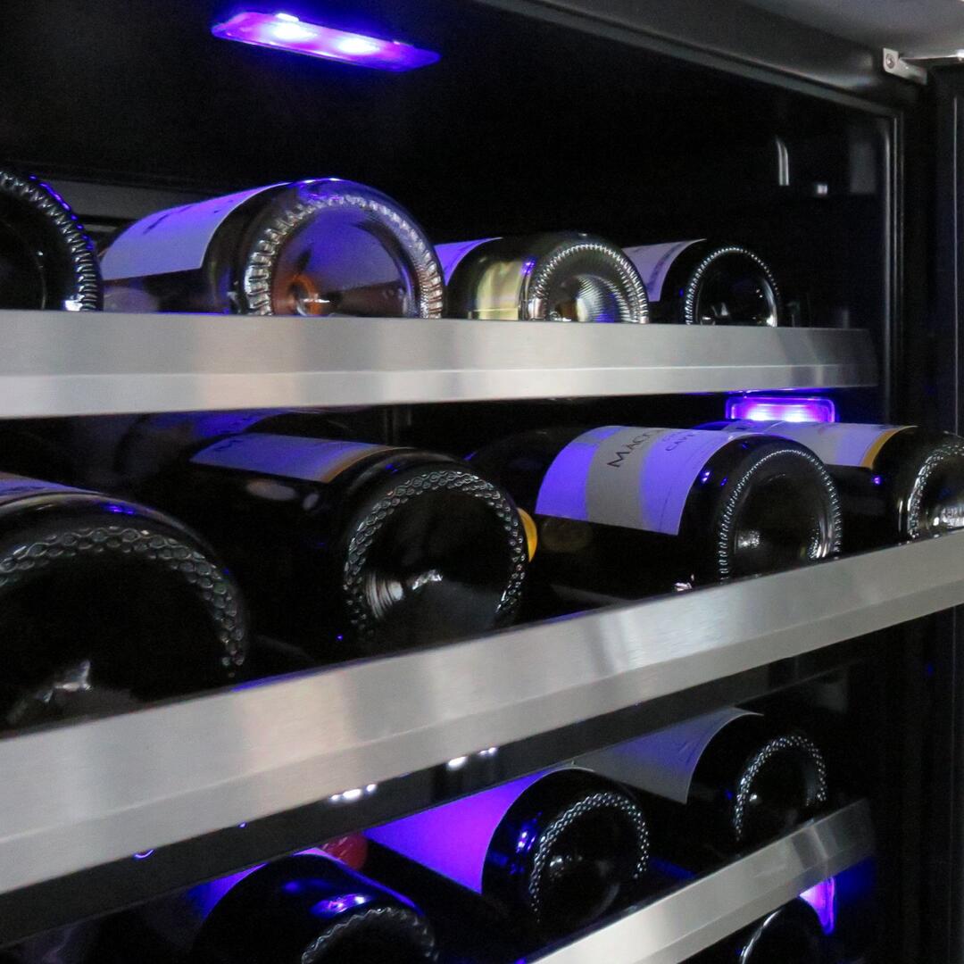 XO U24WDZGSR 24 inch Stainless Steel Dual Zone Wine Cooler|46 Bottle Capacity|5 Wine Racks |Precise Temperature Digital Controls