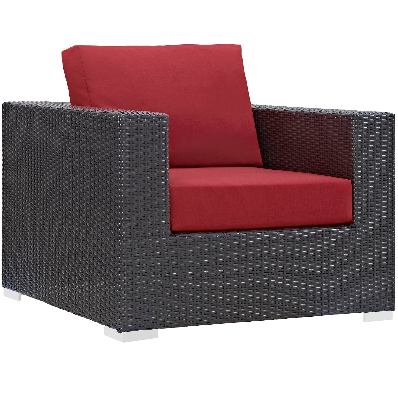 LexMod Convene 10 Piece Outdoor Patio Sectional Set in Espresso Red