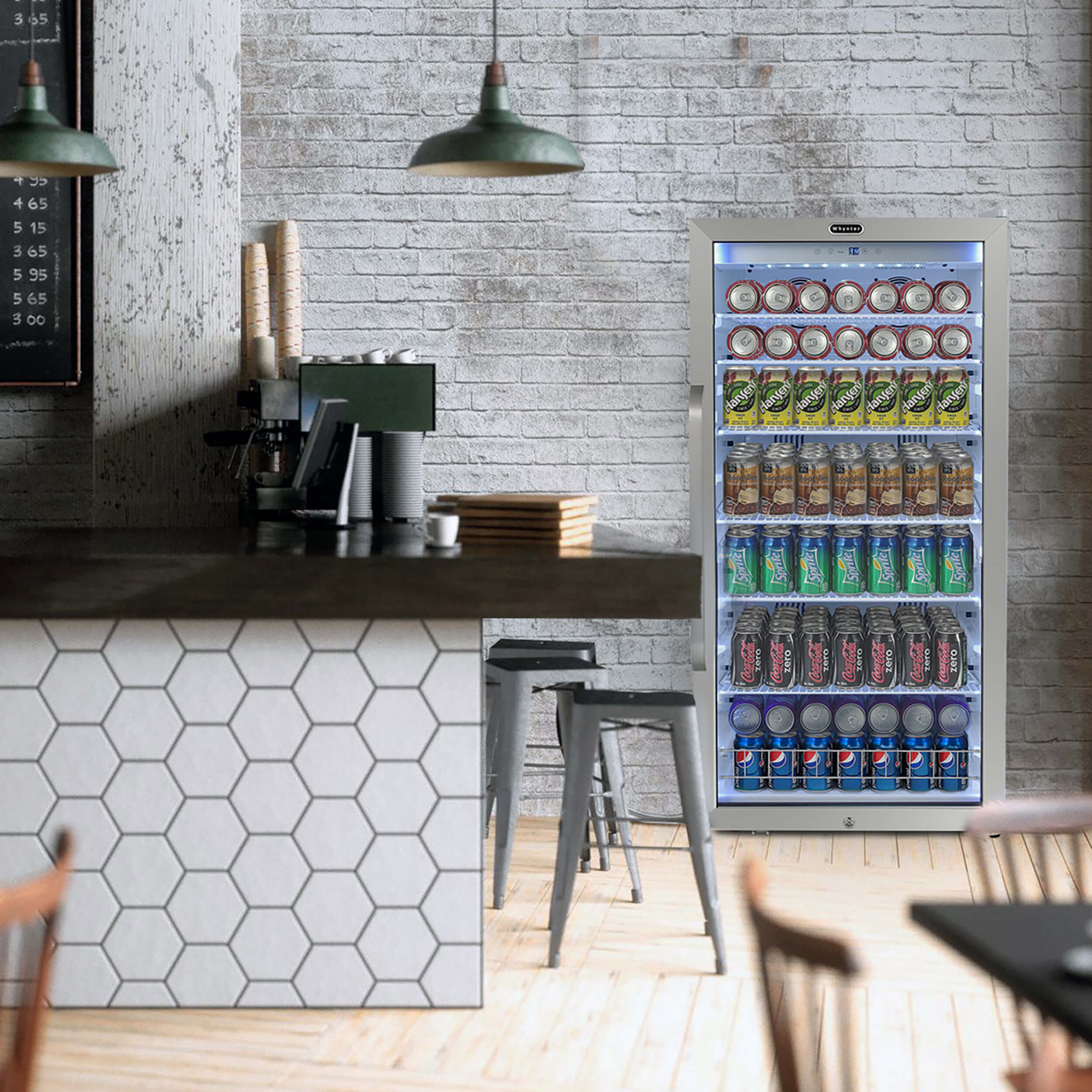 Whynter Freestanding 10.6 cu. ft. Stainless Steel Commercial Beverage Merchandiser with Superlit Door and Lock -White