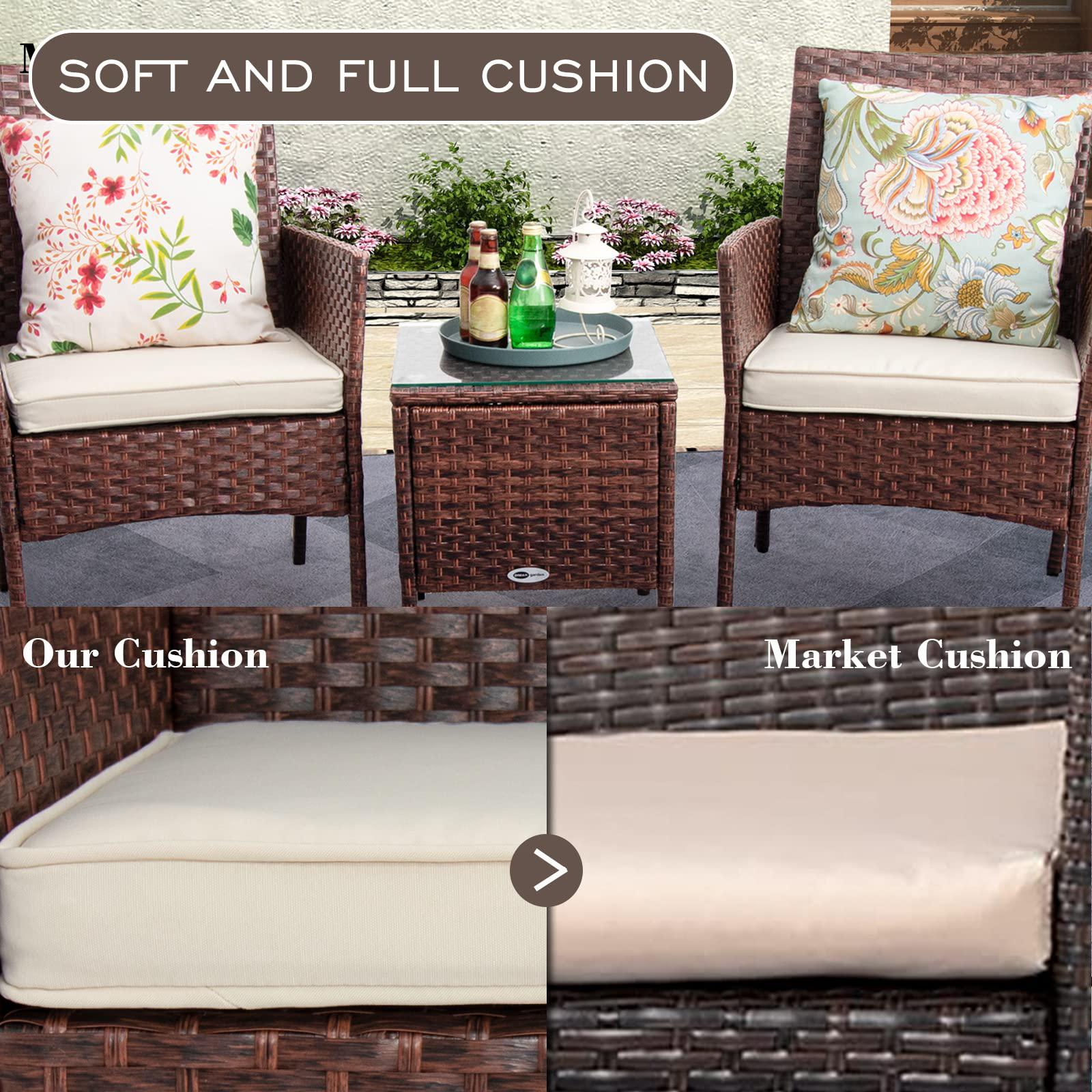 dimar garden 3 pieces outdoor patio furniture set porch conversation rattan wicker chairs with coffee table,mix brown