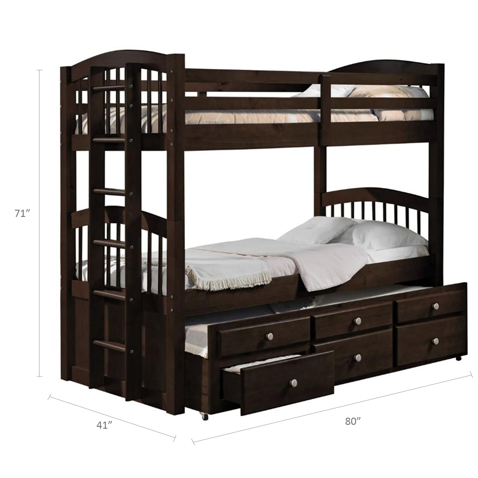 Acme Furniture Twin Over Twin Storage Bunk Bed with Trundle - Espresso