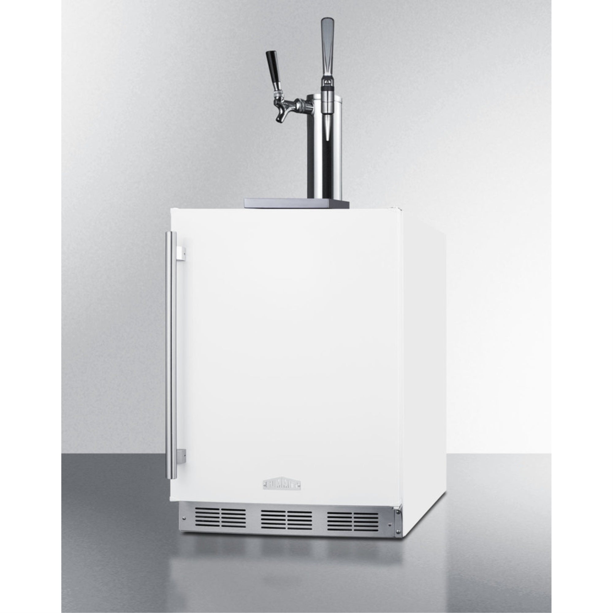 Summit Commercial ADA compliant built-in commercial kegerator in white with dual tap kit to serve cold brew and nitro-infused coffee