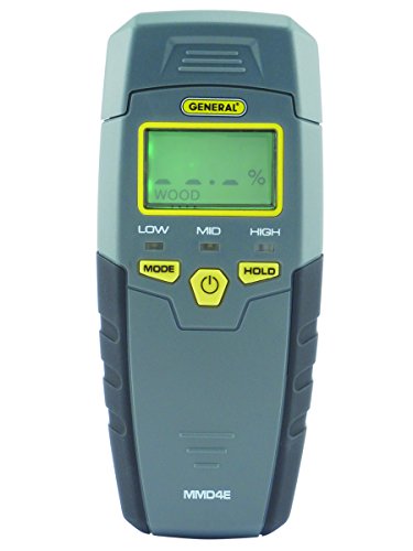 General Tools MMD4E Digital Moisture Meter, Water Leak Detector, Moisture Tester, Pin Type, Backlit LCD Display With Audible and