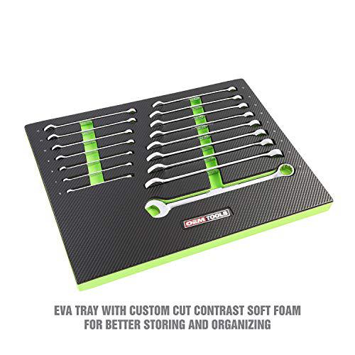 oemtools 23994 16 piece combo wrench set, metric wrench set for common jobs, foam eva tray with etched sizes for tool boxes a