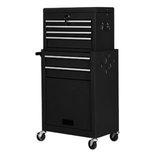 Gymax 6-Drawer Rolling Tool Chest Removable Tool Storage Cabinet with Sliding Drawers, Keyed Locking System Toolbox Organizer (Black)