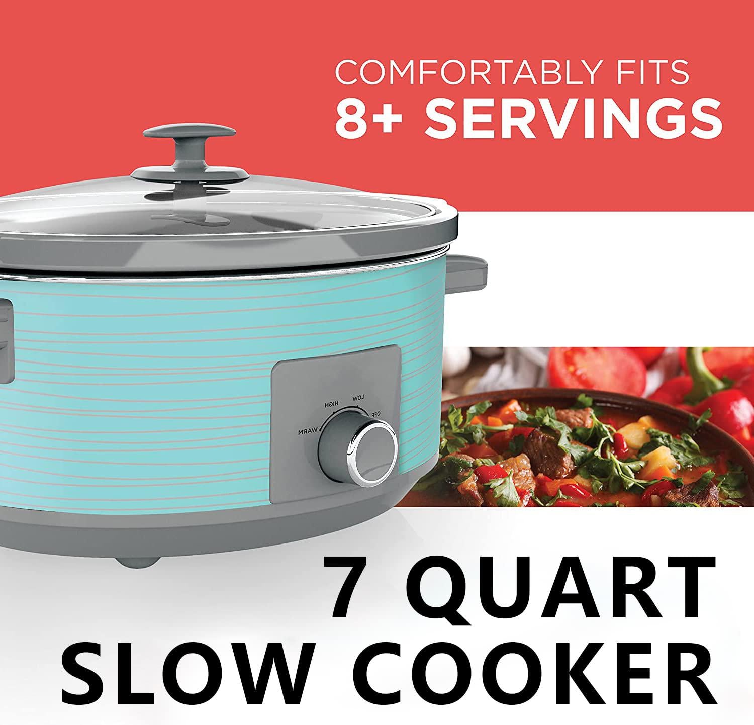 NOZAYA 7 quart electric slow cooker - for the whole family with room for over 8 servings