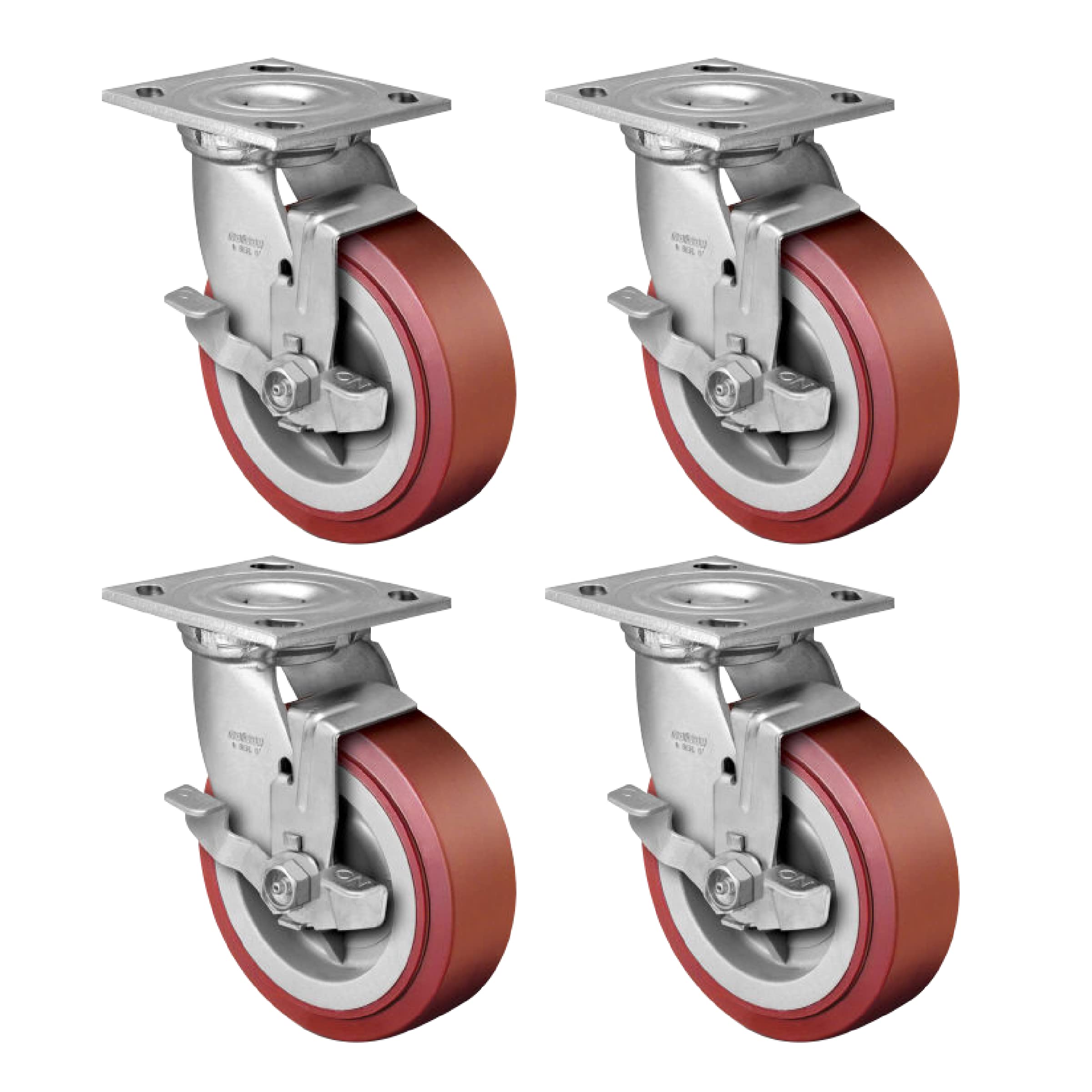 LINCO 6” Heavy Duty Casters - Set of 4 Polyurethane Swivel Caster Wheels, Industrial Casters for Utility Cart, Dollies - Capacit