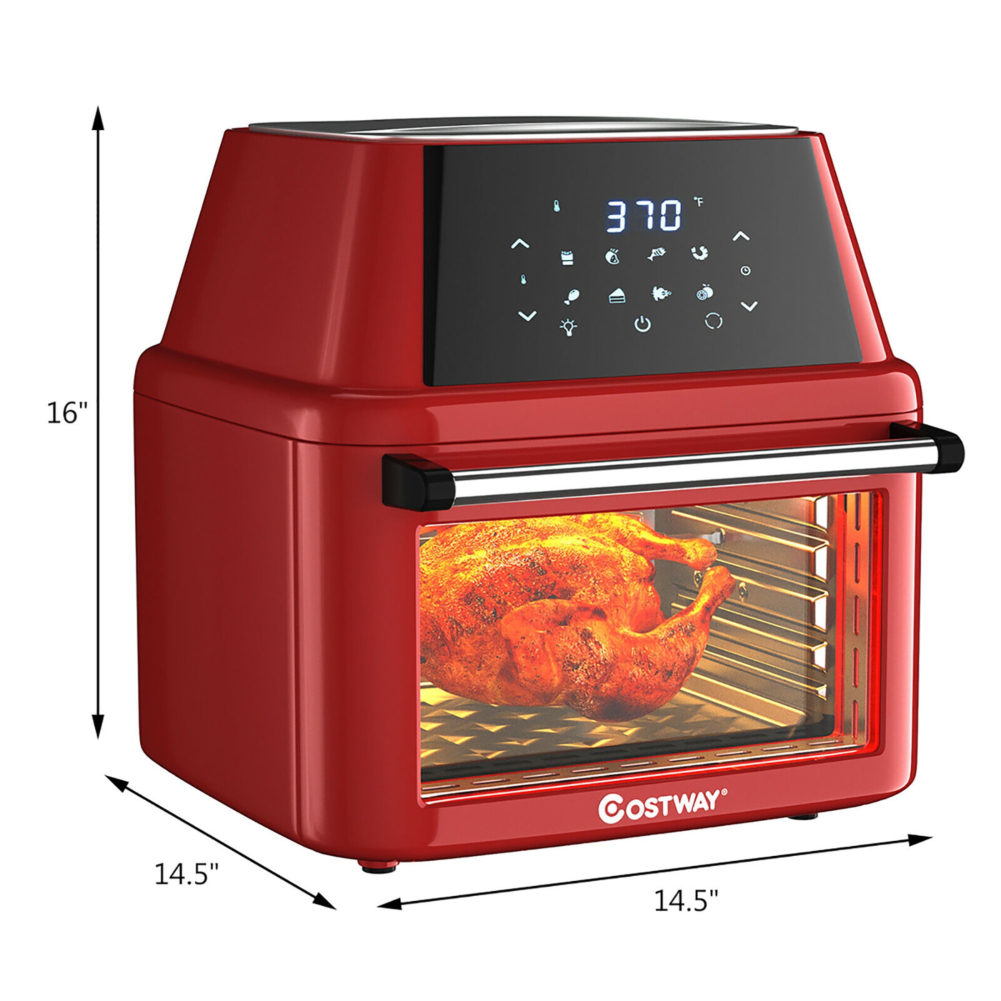 Costway 19 QT Multi-functional Air Fryer Oven Dehydrator Rotisserie w/Accessories Red