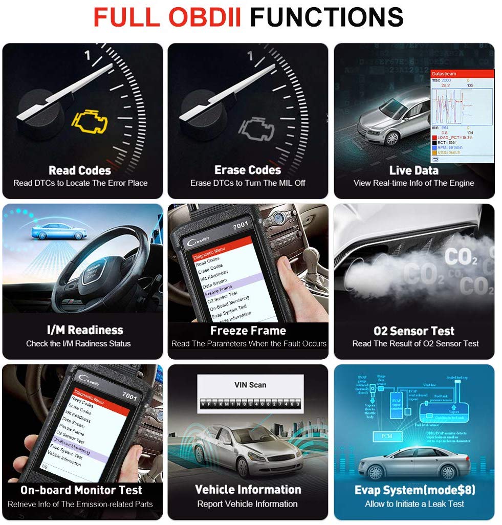LAUNCH Creader 7001F OBD2 Scanner Automotive Diagnostic Scan Tool Code Reader Oil Reset EPB BMS DPF SAS ABS Bleeding Reset