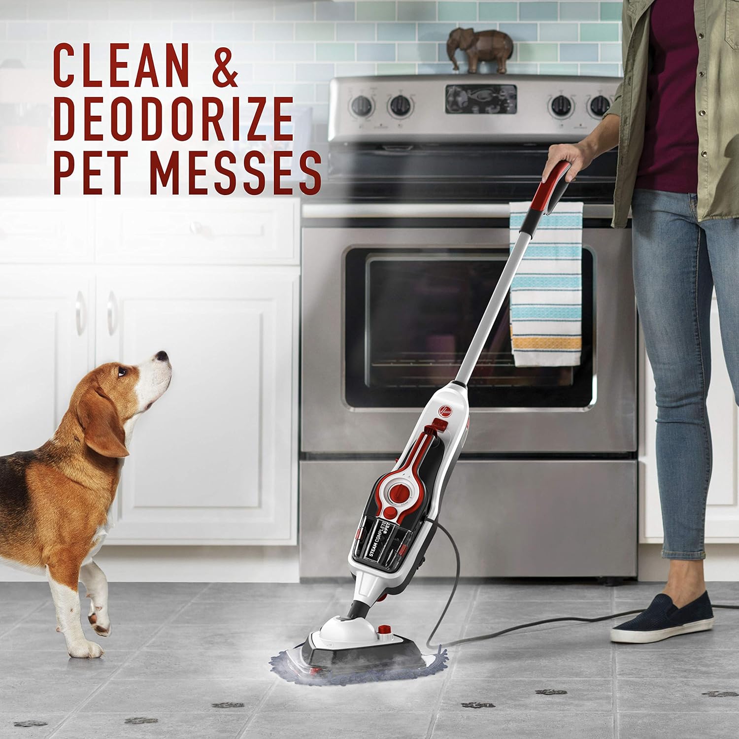 Hoover Complete Pet Steam Mop with Removable Handheld Steamer, Cleaner for Tile and Hardwood Floors, WH21000, White