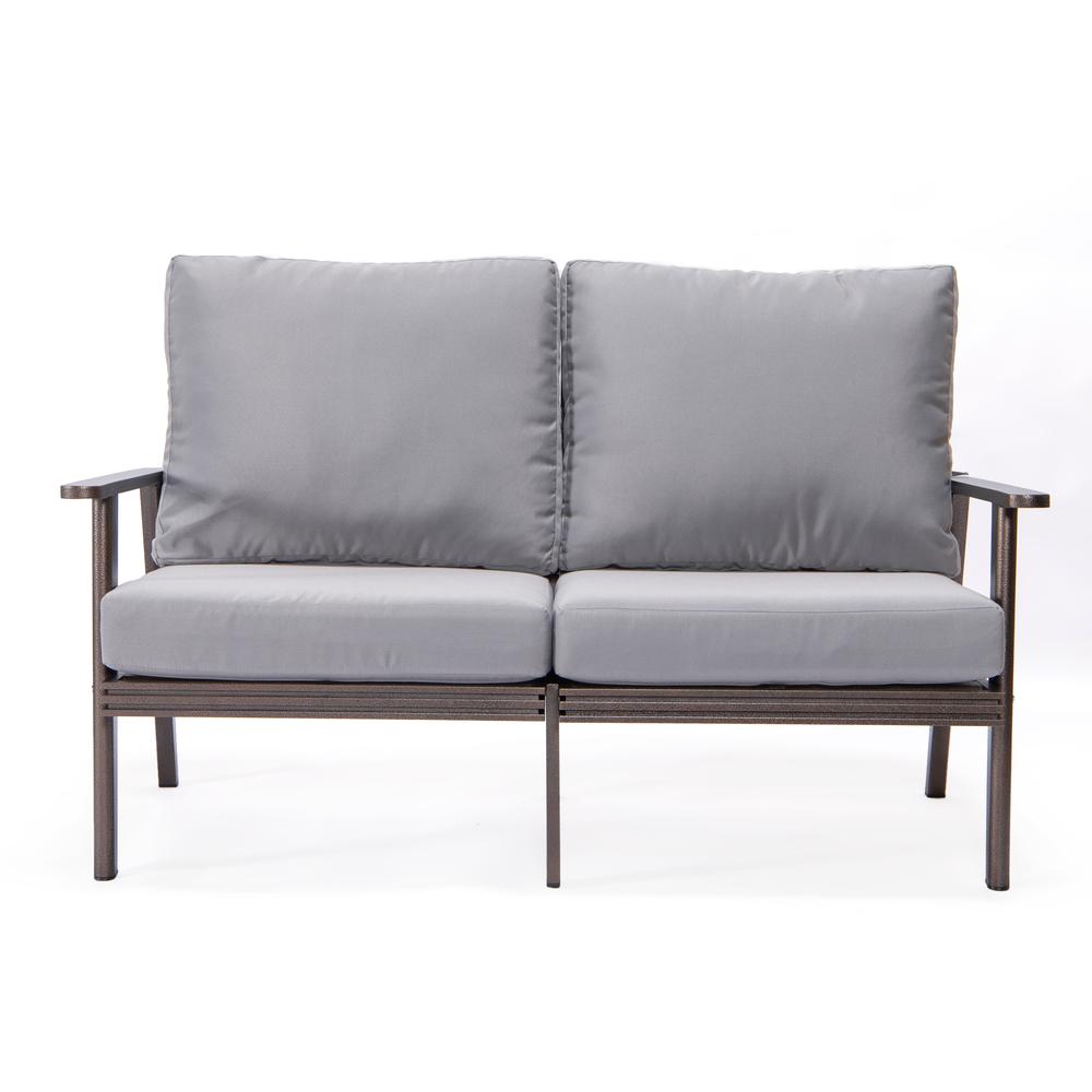 Leisuremod 3-Piece Outdoor Patio Set with Brown Aluminum Frame and Loveseat and Armchairs