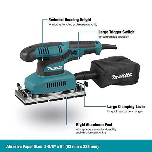 makita sheet finishing sander, 1/3 in, 1.7 a, teal (bo3710)