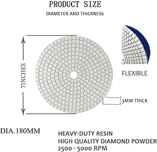 FINGLEE 1pc 7 inch diamond wet/dry polishing pads granite polish for concrete marble quartz stone countertop granite polishing