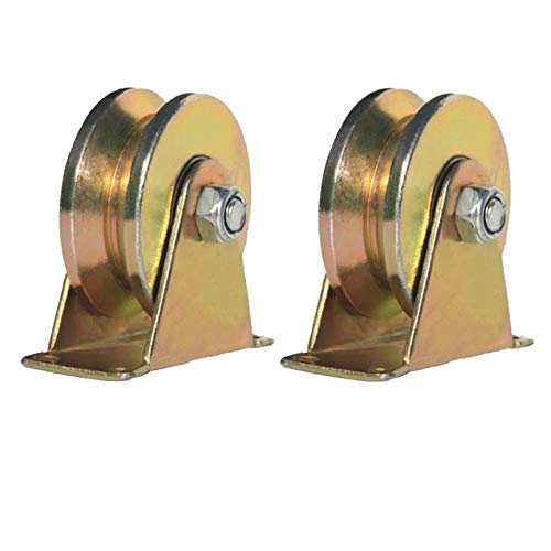 VUYBVY 2pcs V Groove Wheel Sliding Gate Track Roller W Bracket Heavy Duty Barn Door Casters Steel Slide Gate Hardware for Gate Frame In