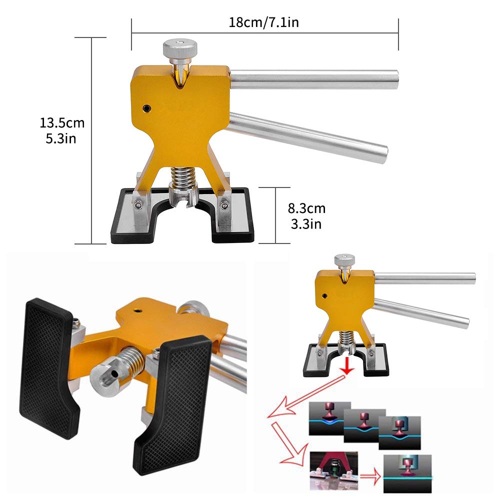 Manelord Auto Body Dent Puller Kit - car Dent Puller Set with Double Pole Bridge Dent Puller and golden Dent Puller for Refriger