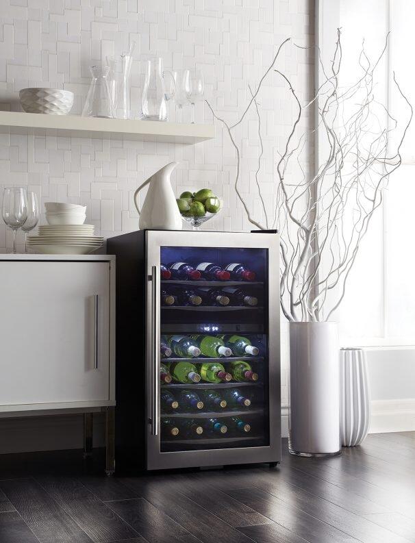 Danby DWC040A3BSSDD 20 inch Stainless Steel Dual Zone Wine Cooler|38 Bottle Cap|4 cu. ft. Capacity|UV Protected Tempered Glass Door