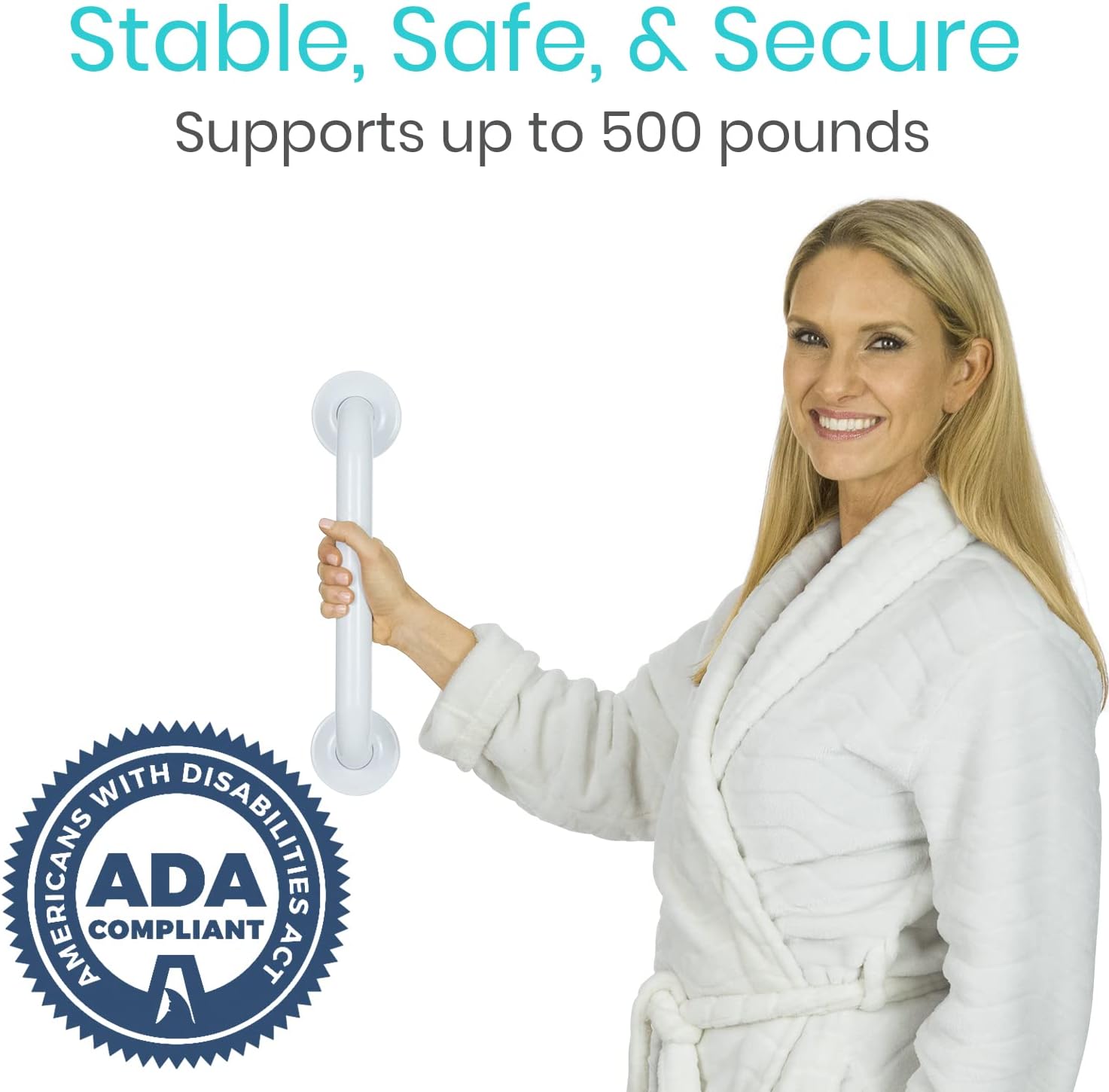 Vive Grab Bar for Bathtubs and Showers - Handicap Bathroom Safety Rail for Elderly - Wall Senior Handle for Tub, Toilet, Bath - Disa